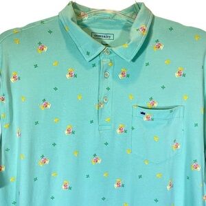 Crown & Ivy men's size Large Polo shirt Mixed drinks novelty print short sleeve